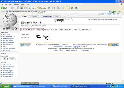 ha ha wikipedia hates Eric Bauman!!