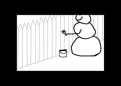 Fence Paintin Snowman