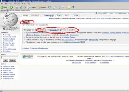 NEDM fails on Wikipedia