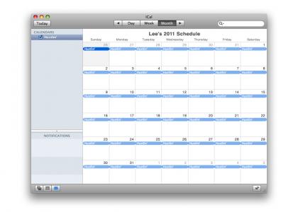 Lee's 2011 Schedule