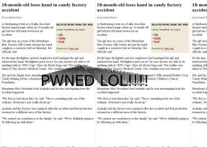 baby loses hand in candy factory (lol)