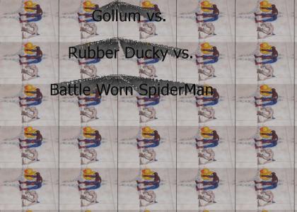 Gollum, Rubber Ducky and Battle Worn SpiderMan Butt Race!