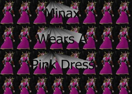 Minax wears a pink dress