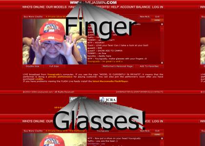 Jasminlive girl does finger glasses