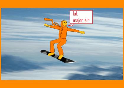 orange goes snowboarding