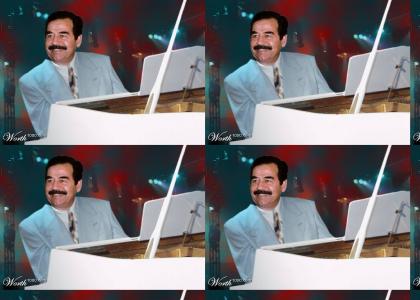 Saddam plays the piano