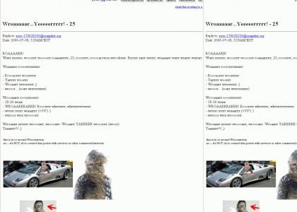 Chewbacca posts a Craigslist ad