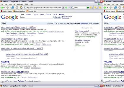Google says Bush is a failure...