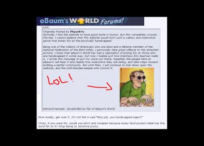 eBaum makes fun of the blind!
