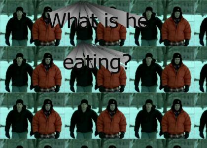 What is he eating?