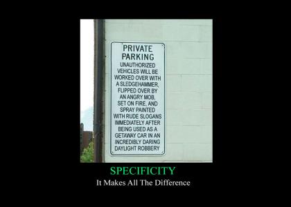 Specificity, it's really a word