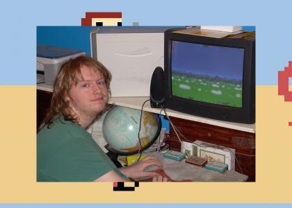 this is a picture of me making a computer game for the nintendo 65