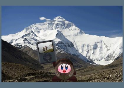 Kirby scales Mount Everest with his ipod