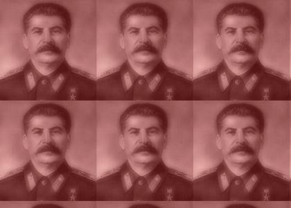 A picture of a rainbow colored stalin