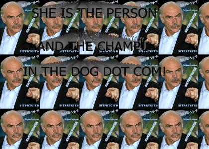 She is the person and the champú in the dog.com