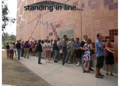 standing in line...