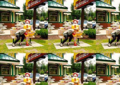 Woman blows Ronald McDonald