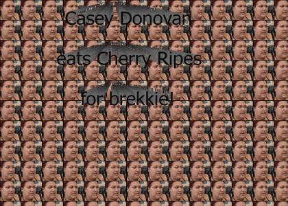 Casey Donovan eats Cherry Ripes for brekkie