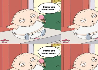 Stewie fails at eating ice cream...