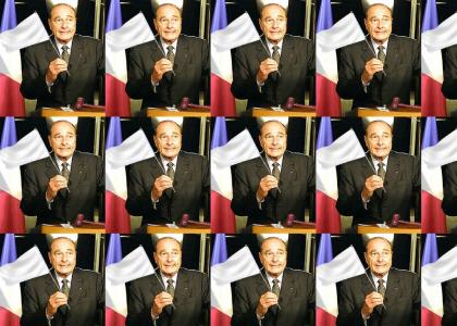 Jacques Chirac shows off France's new flag...