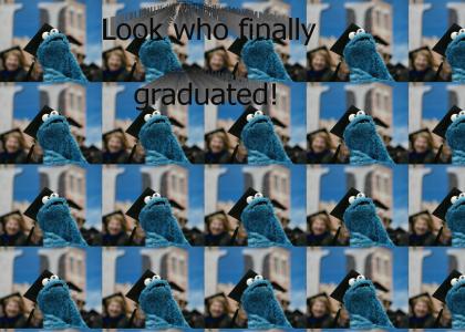 Cookie Monster graduates!