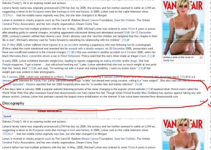 Somone edited Lohan's WIKI!