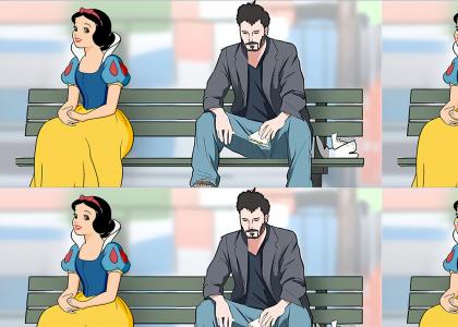 Snow White tries to cheer up Sad Keanu