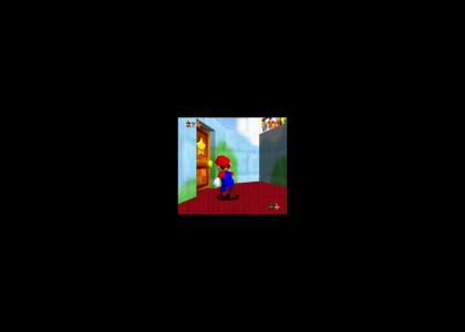 mario jumps through a painting