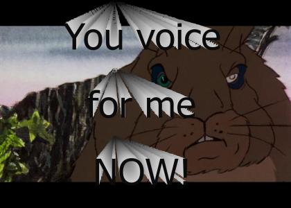 You voice for me now!