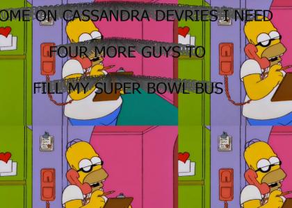 come on cassandra devries i need four more guys to fill my super bowl bus