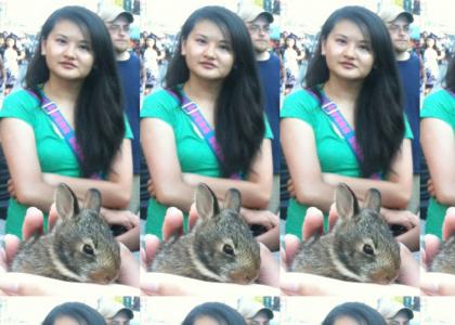 asian girl with bunny