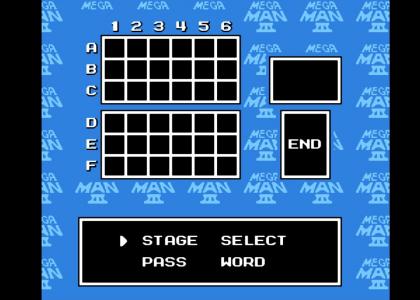 Mega Man 3 password screen