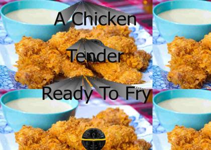 A chicken tender ready to fry