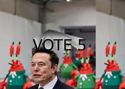 Mr Krabs and Elon musk march down the Isle