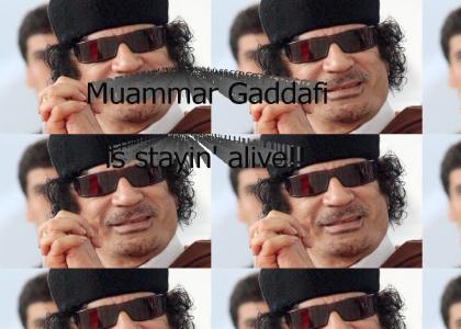 Muammar Gaddafi is stayin' alive!